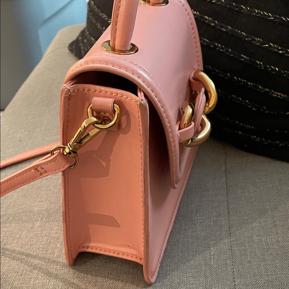 Zara mini Pink Handbag with Gold Accents and crossbody removable strap - Picture 7 of 7